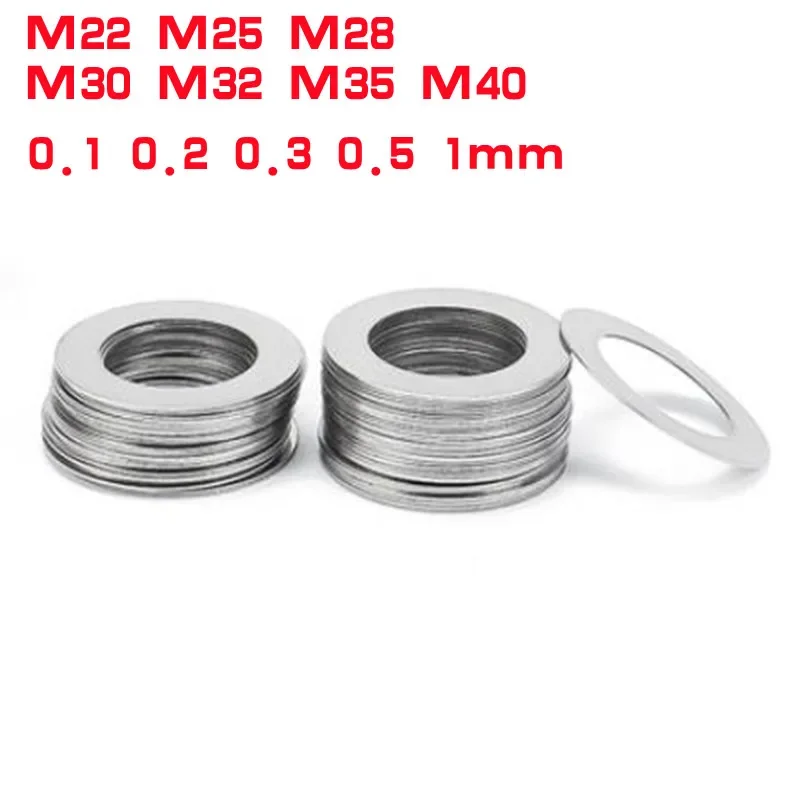 

10Pcs DIN988 M22~M40 0.1 0.2 0.3 0.5 1mm Ultra Thin Flat Washer 304 Stainless Steel Adjusting Gasket Shim