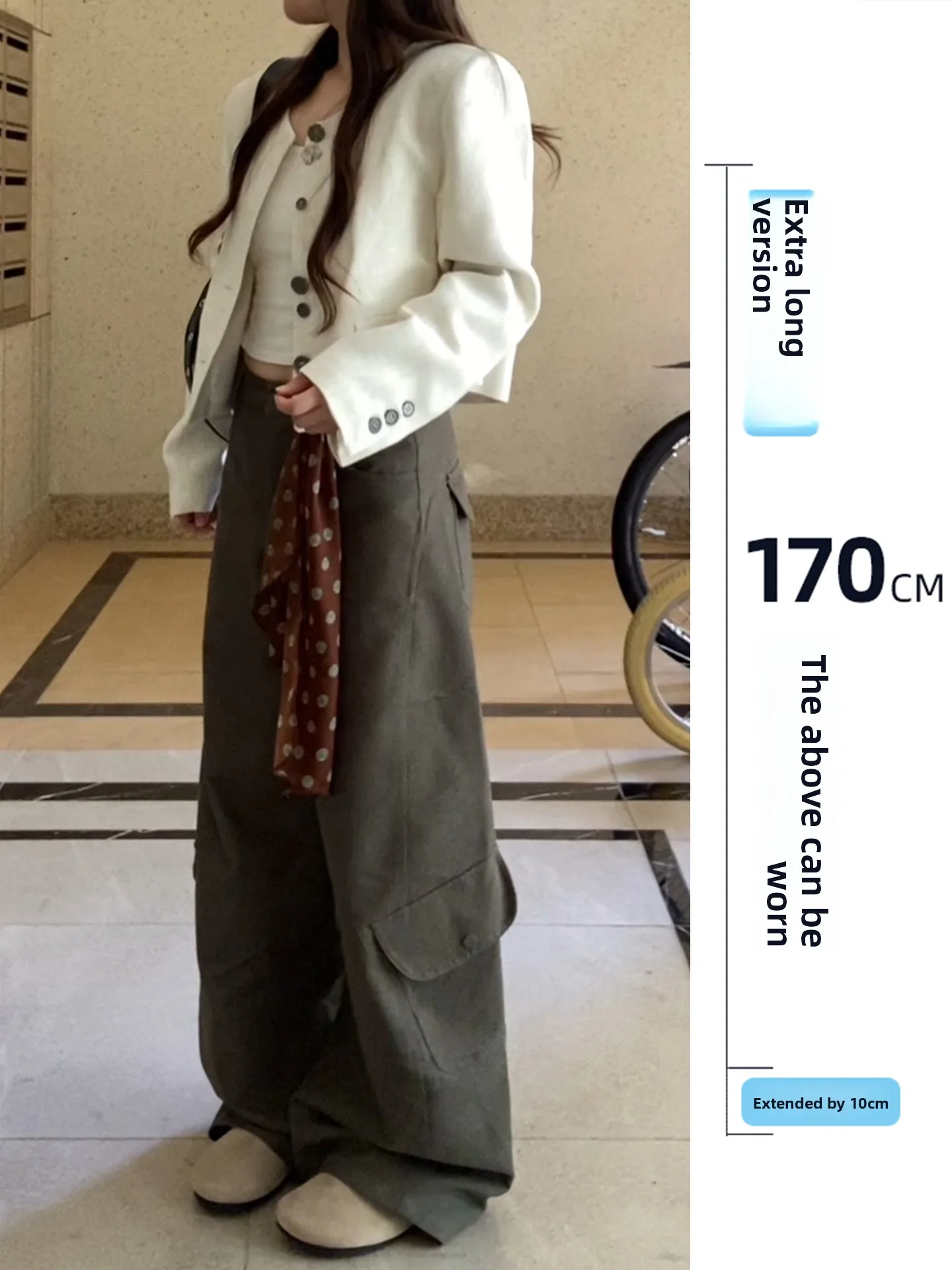 

High Waist Long Straight Leg Workwear Pants Women's Loose Casual Trousers Multiple kets Design Autumn Vintage Knife