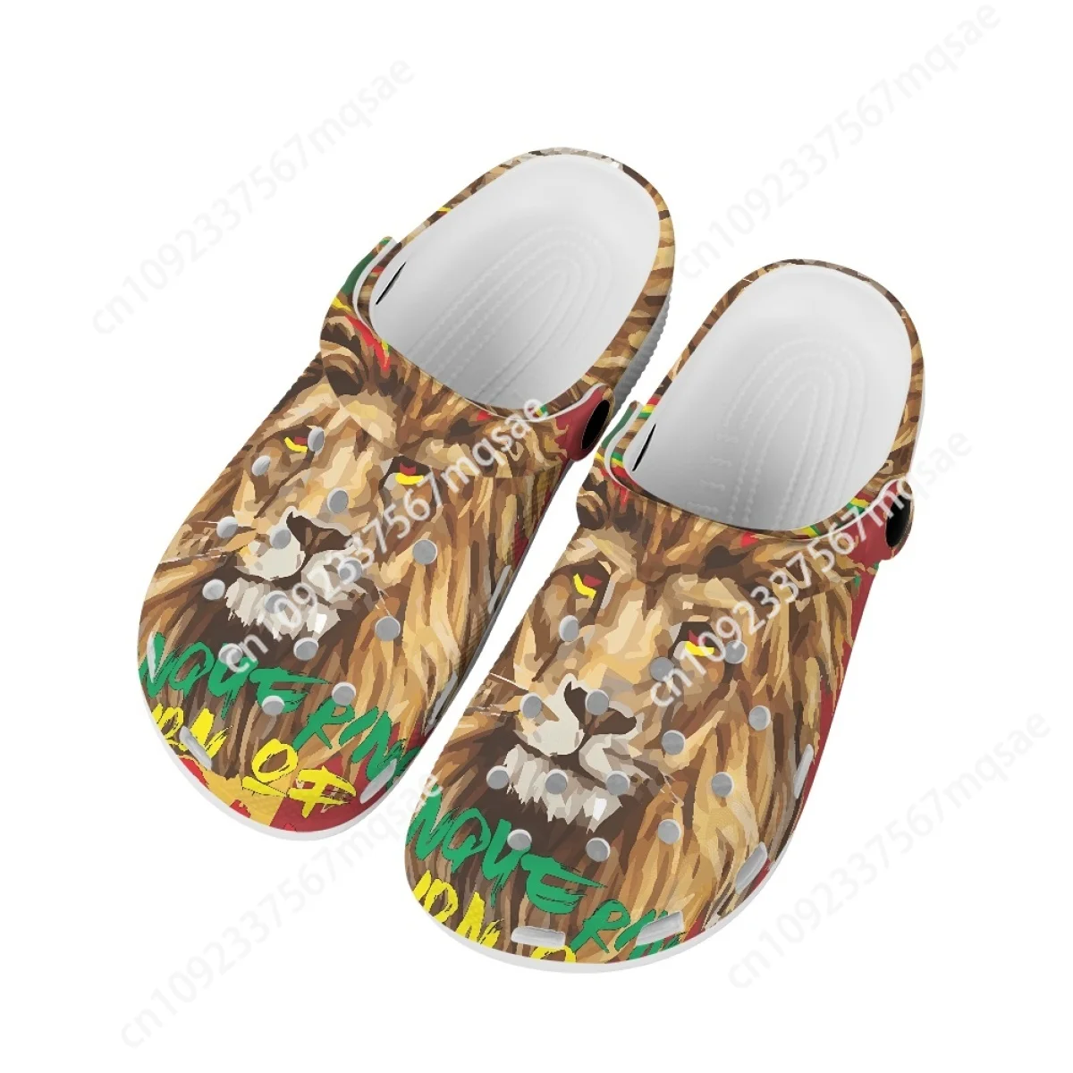 Custom Fashion Hole Shoes for Adults Jamacia Lion Print Men's Clogs Women's Casual Slipeprs Lightweight Flats Slide Sandals