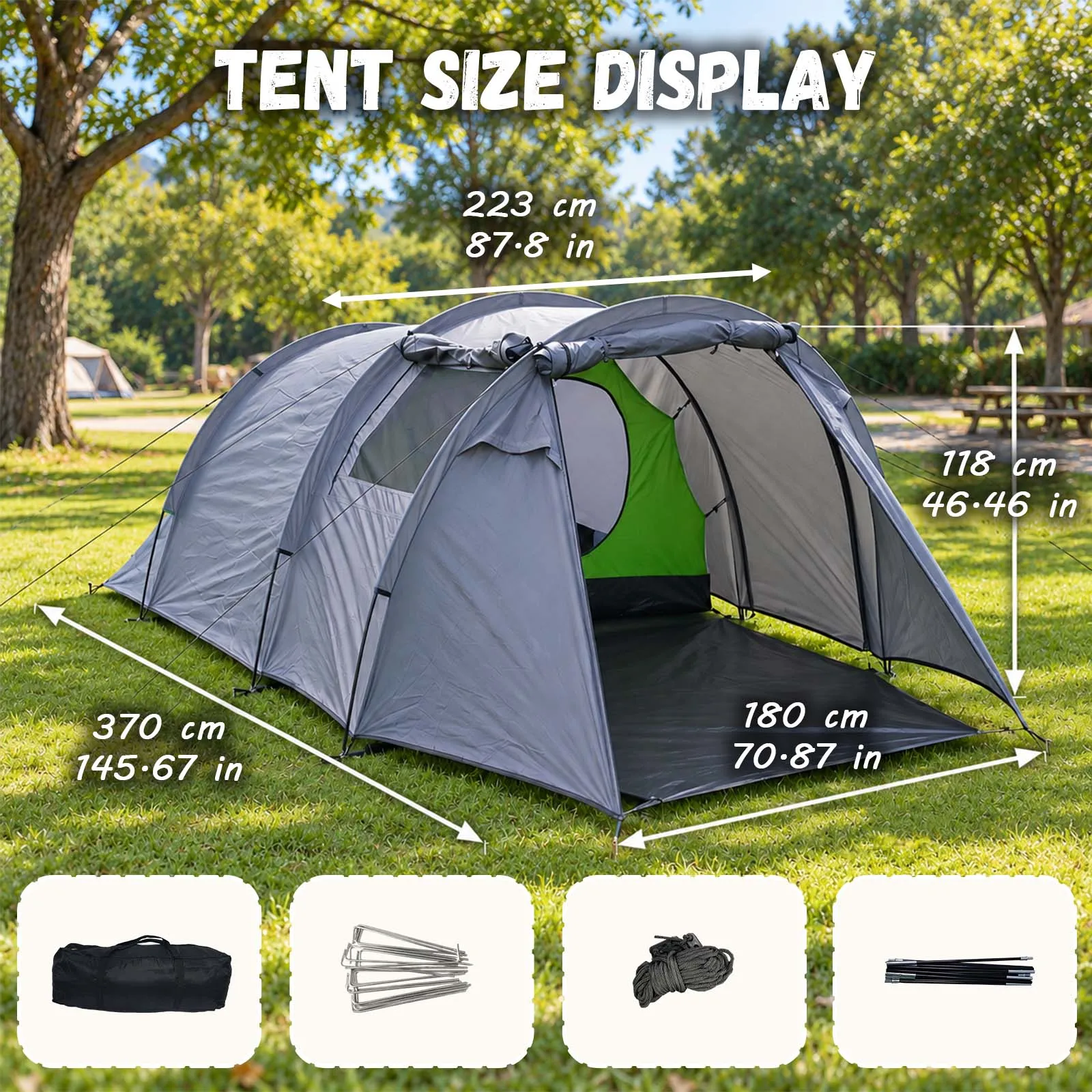 Light Blocking 2 Person Tent Comfortable Breathable Mesh Windows for Couple Camping Lake View