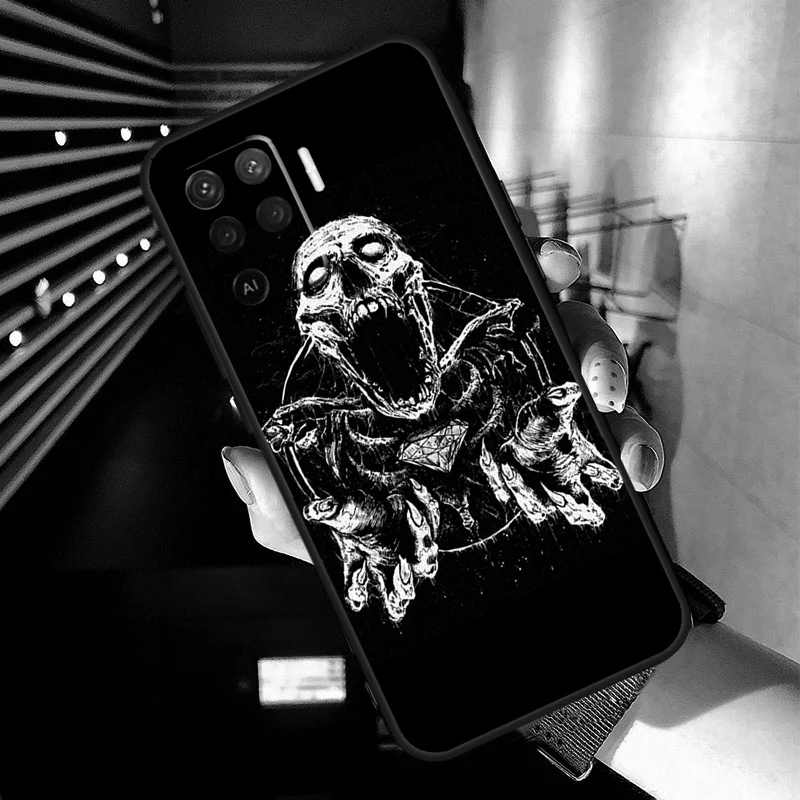 Gothic Fashion Skull Case For OPPO A96 A76 A16 A94 A74 A54 A53 A57 S A15 A52 A72 A93 A5 A9 A31 A17 A77 A78 Coque