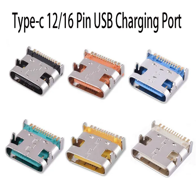 2/5szt Typ C gniazdo żeńskie 3.1 TYPE-C 12PIN jednorzędowe SMT czteropinowe wtyczki typu c dwustronne Białe Czarne Niebieskie Pomarańczowe USB