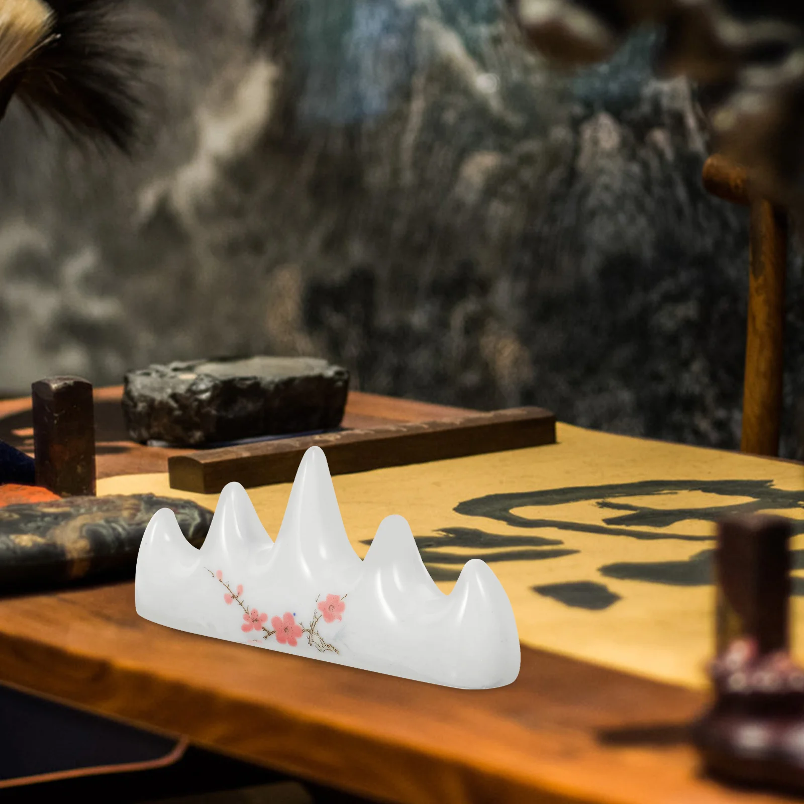 

2Pcs Five Finger Plum Blossom Calligraphy Brush Holder Ceramic Pen Rest Non-Skid Brush Pen Rack for Writing Tools