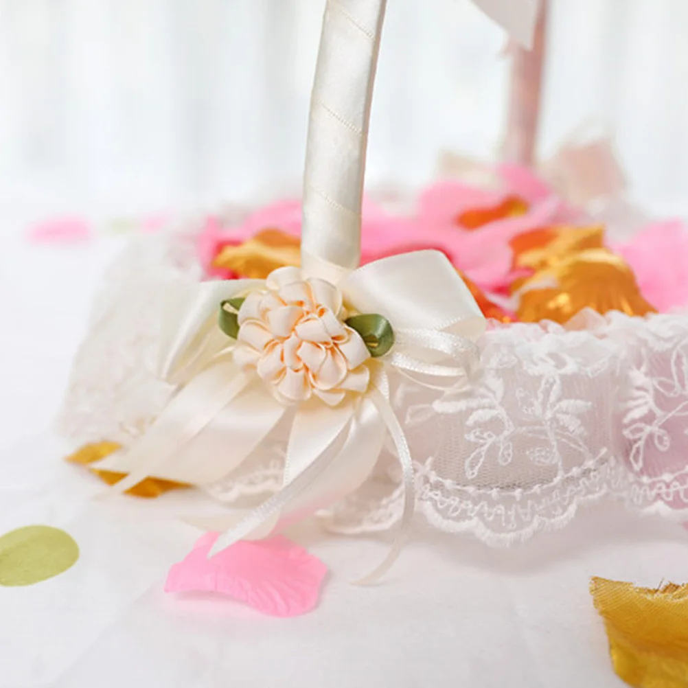 

1Pcs Romantic Wedding Flower Basket Lace Design Bridal Accessory for Special Events Flower Basket Wedding Baskets
