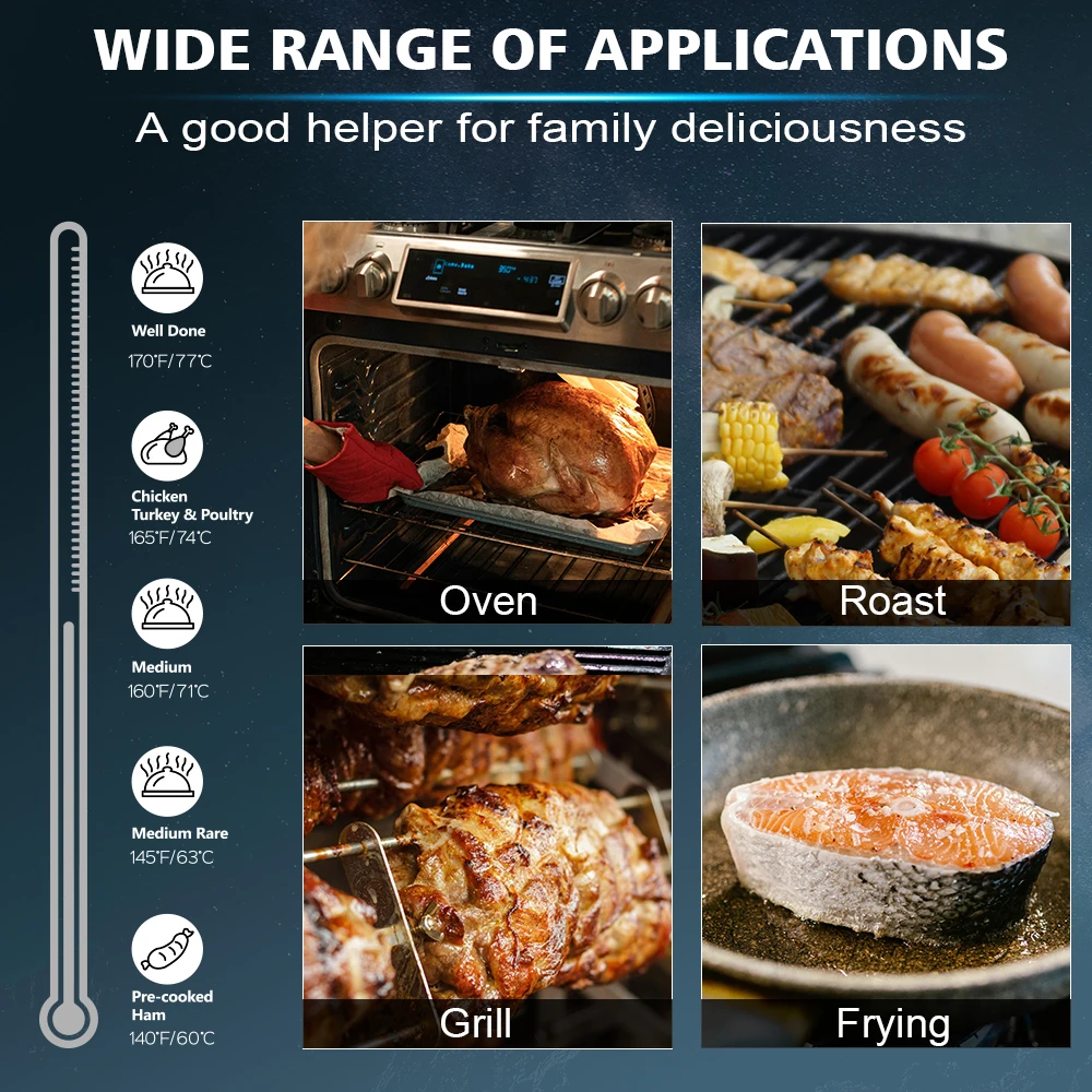 New to Magnetic Waterproof Instant Reading Candy Coffee Milk Poultry Pizza Oven Oil Meat Food Steak Oil Kitchen Digital BBQ