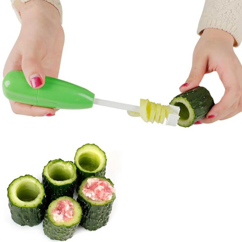 Vegetable Drill,Digging Corer and Spiralizer Cutter with Handle Set Replaceable Head Digging Tools for Making Stuffed Vegetables