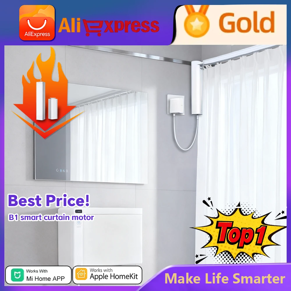 

Aqara Smart Curtain Motor B1 Heavy-duty super quiet smart WiFi motorized curtain motor automatic curtain opener workwith Homekit