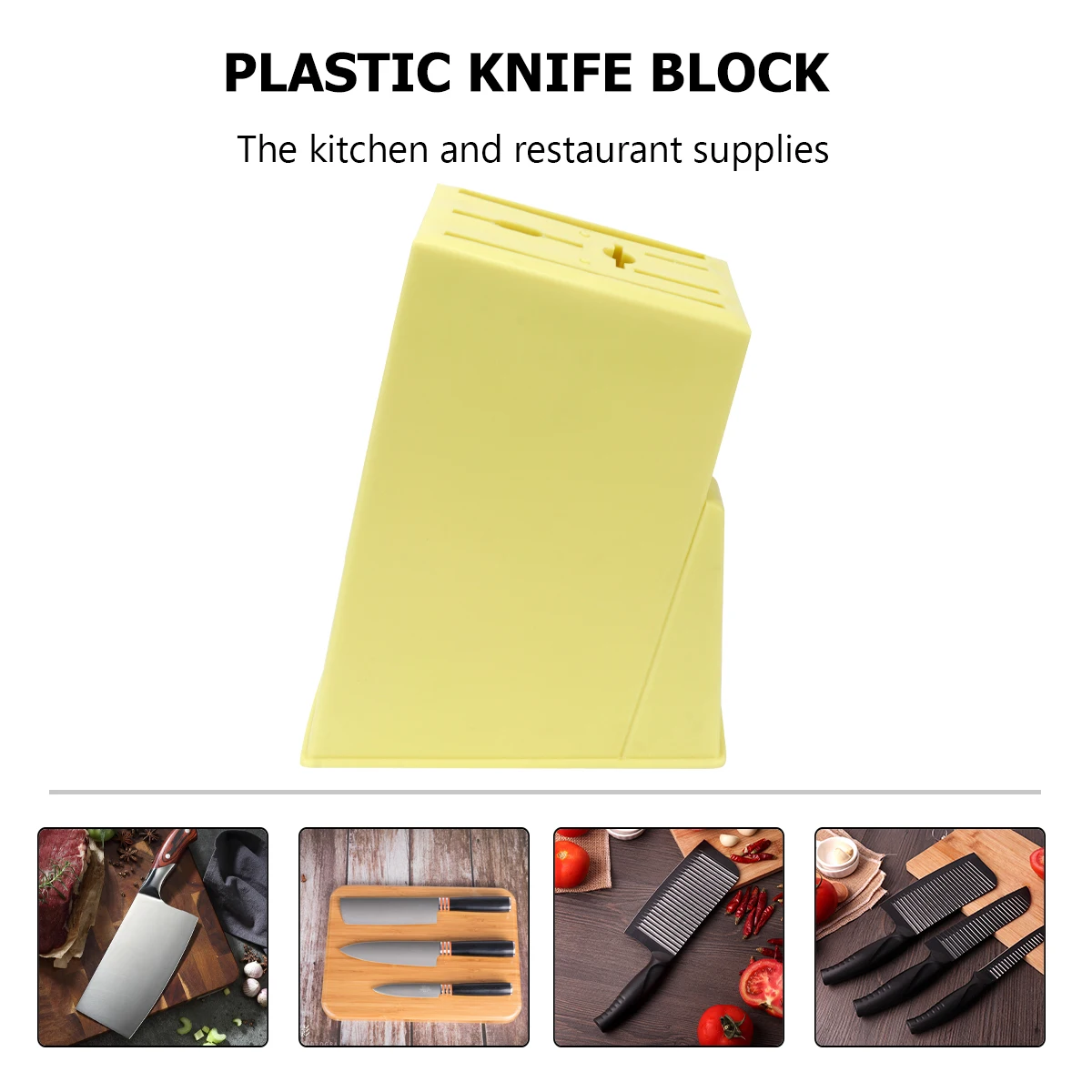

Universal Knife Block Stand Cutlery Storage ganizer Display Holder Drain Rack Yellow Plastic Lightweight Space Saving
