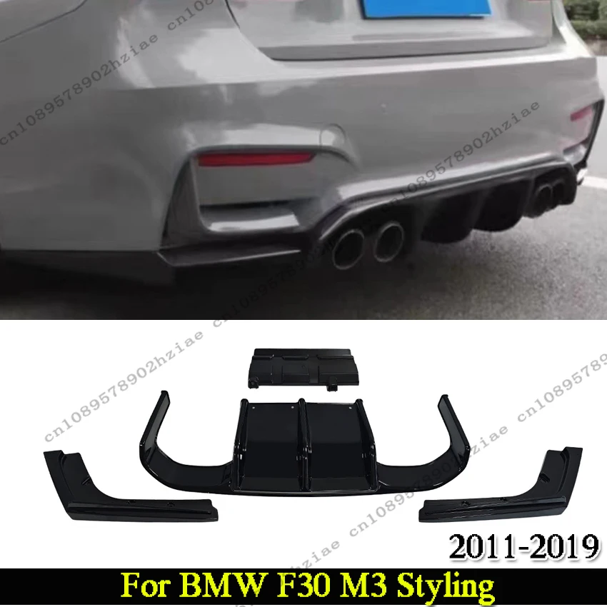 

Задний диффузор для BMW F30 Dedicated M3 Styling 2011-2019, автомобильный задний бампер, спойлер, глянцевый черный со светодиодной подсветкой, комплект кузова, тюнинг