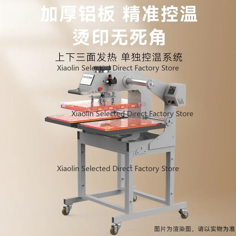 Pneumatic Dual‑Station Heat Press Machine Top‑Bottom Triple Heating For Clothing Rhinestone Emboss 3D Transfer Printing