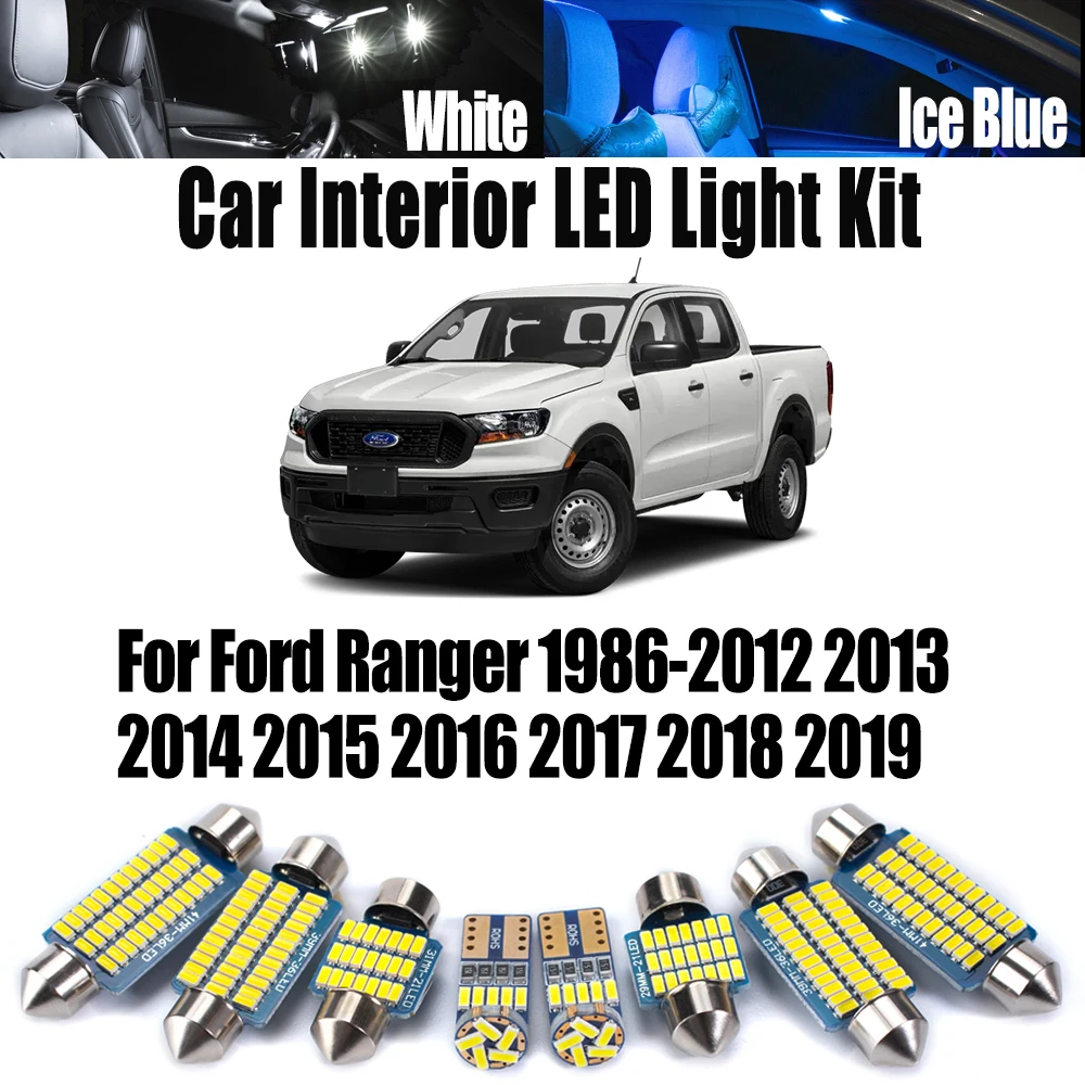 

Canbus Car Accessories For Ford Ranger 1986- 2016 2017 2018 2019 LED Interior Ceiling Dome Trunk Light License Plate Bulb Kit