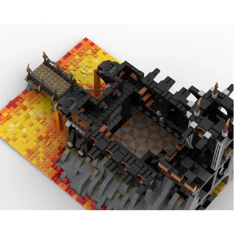 Castelo medieval modelo moc blocos de construção base lava do dragão fortaleza técnica modelo tijolos diy montagem brinquedos construção presente
