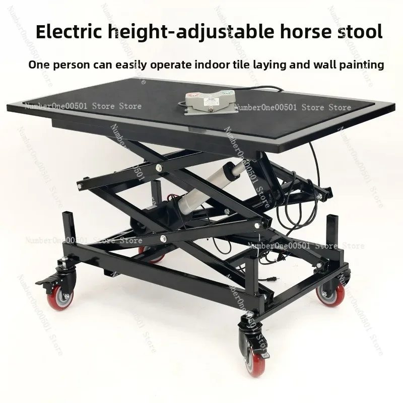 

Electric lifting stool folding mobile interior decoration tiling trolley pedal lifting platform