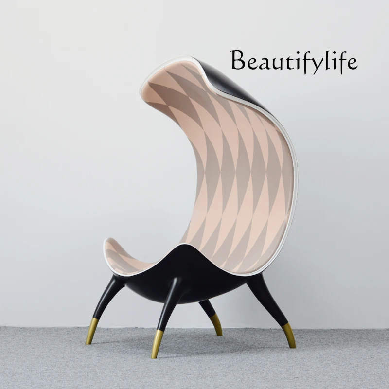 Light Luxury Modern Creative Ballet Chair Italian Minimalist Leather Special-Shaped High Back Single Sofa