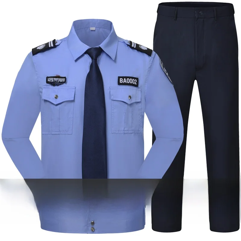 

plus Size Summer Blue Security Uniform Male Workwear Jacket Style Large Extra Large Single Piece Top Bottoms Ensemble