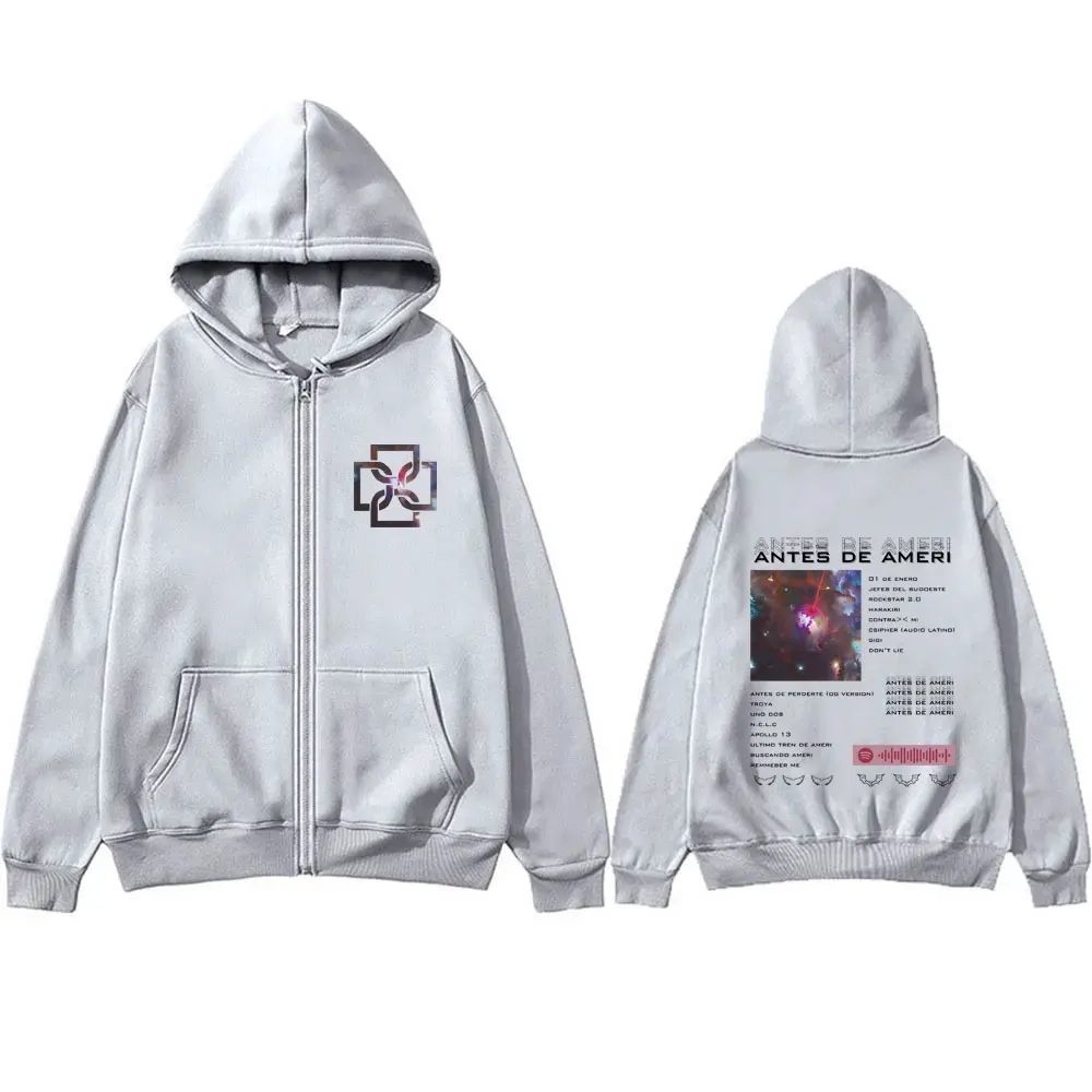 Rapper Duki Antes De Ameri Anime Graphic Zipper Hoodie Male Fashion Retro Zip Up Sweatshirt Men Women Hip Hop Oversized Hoodies