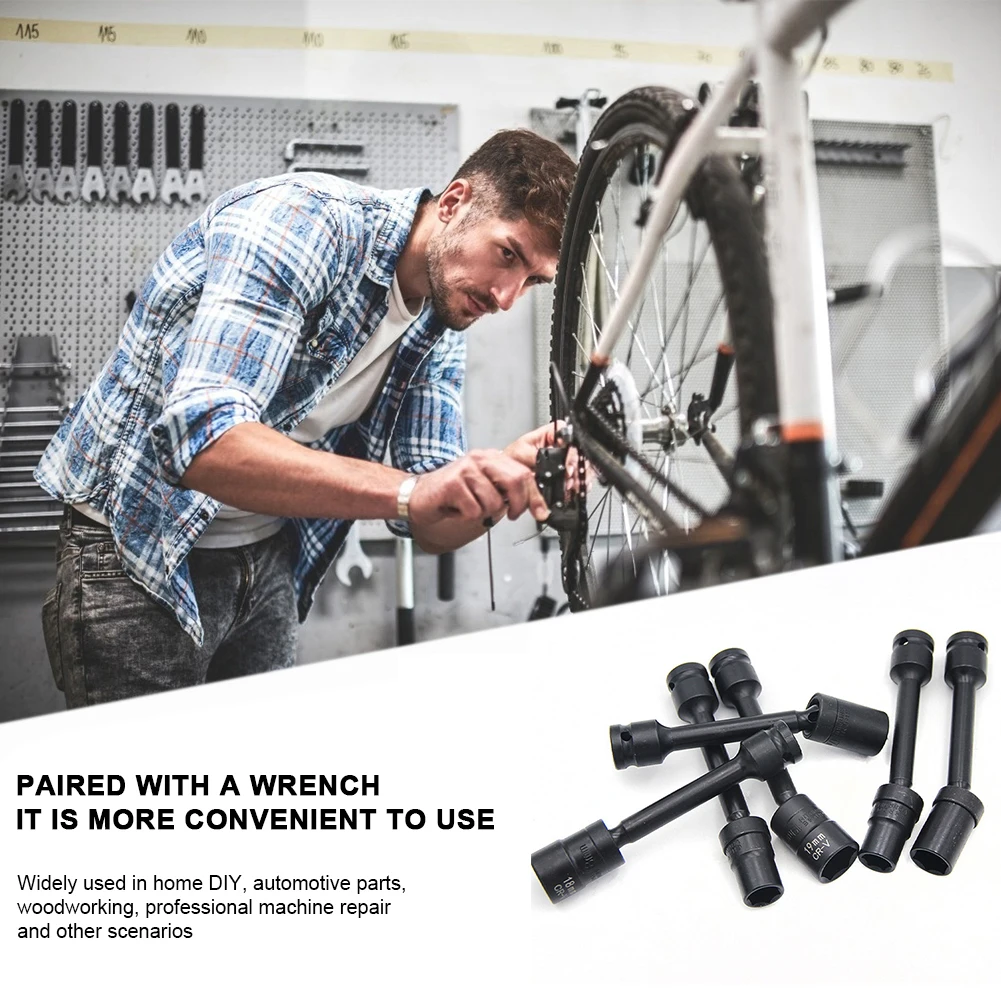 7pcs 1/2in Drive Socket Extensions 12/13/14/16/17/18/19mm Slagschroevendraaier Extension Bar Set Gehard Chroomvanadium Staal