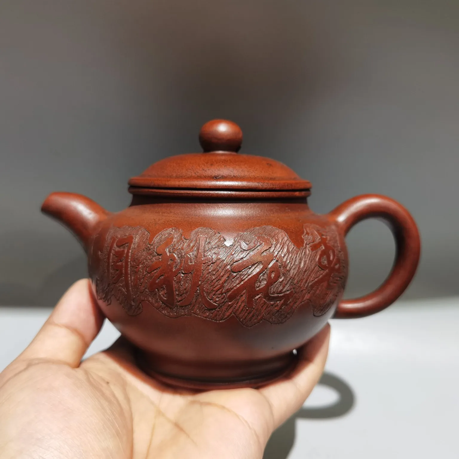 

Чайник-фляга из исинской фиолетовой глины, шестиугольной формы, с надписями, для привлечения удачи, декоративный