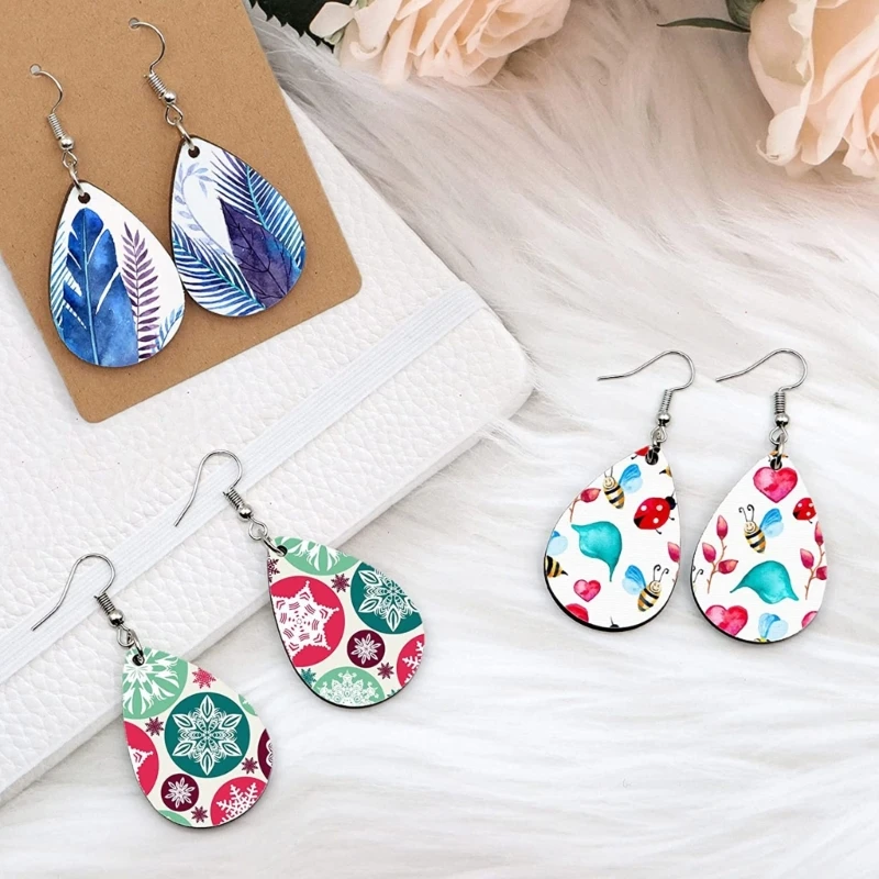 1 Set Sublimation Earring Blanks Products Thermal Transfer Earrings with Earring Hooks Jump Rings Self-sealing Bags 3XUA