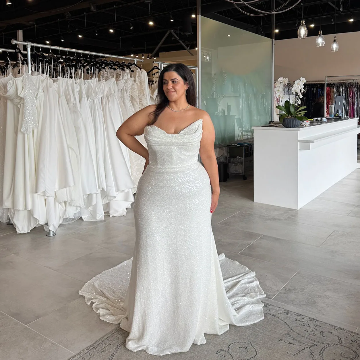 Vestidos de Novia con Lentejuelas y Brillo 2026, sin Mangas, Estilo Sirena, con Lazo en la Espalda, sin Tirantes, Vestido de Novia Curvy, Tallas Grandes, Personalizado
