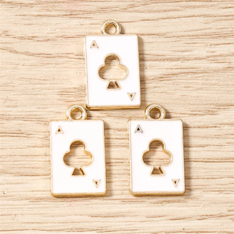 10 Stück 11 x 18 mm niedliche Emaille-Hohl-Poker-Karten-Charms-Anhänger für Schmuckherstellung, Halsketten, Ohrringe, Armbänder, DIY-Bastelbedarf – Detail 10