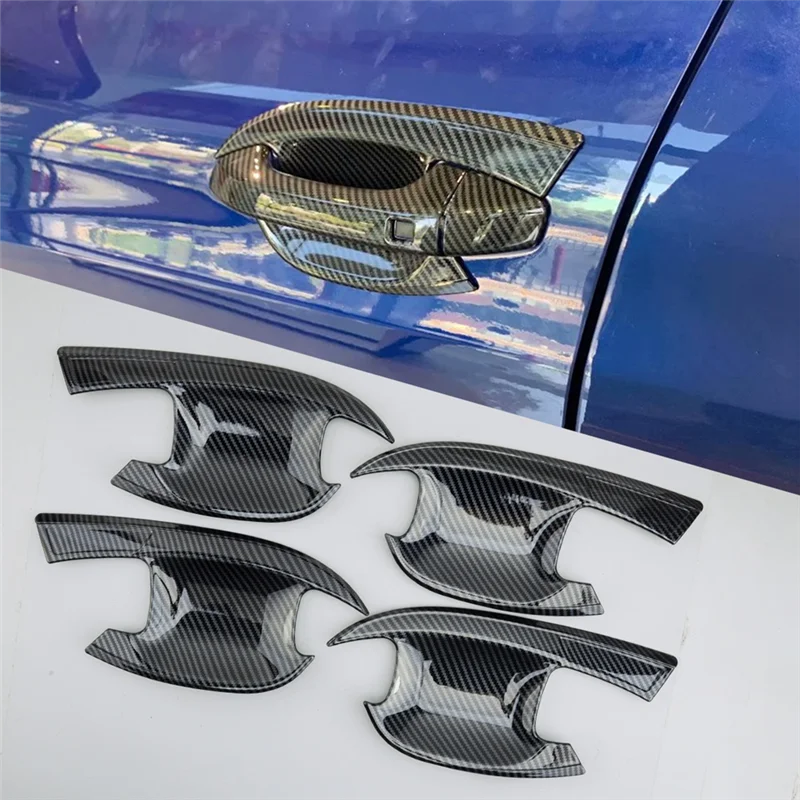 Car Carbon Fiber Door Handle Bowl Cover Cup Cavity Trim Insert Catch Molding Garnish for Kia K5 Optima 2020 2021 2022