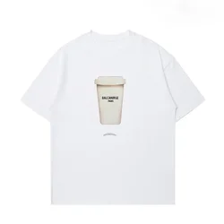 Coffee Teacup Paris Classic T-Shirt da uomo e da donna OS Basic Summer T Shirt Versatile girocollo coppia marea manica corta