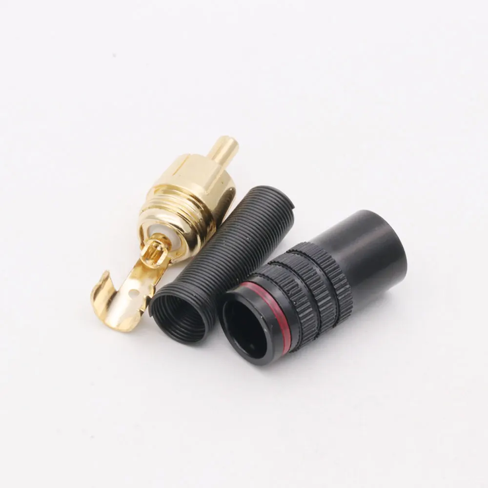 8pcs/4pairs RCA Connector Male RCA  jack Plug AV Plugs for PC Audio Video Welding DIY with Metal Spring Copper material