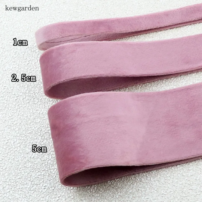 Kewgarden Velvet Fabric Layering Cloth Ribbons 50mm 25mm 10mm Handmade Tape DIY Bowknot Satin Ribbon Riband 11 Yards