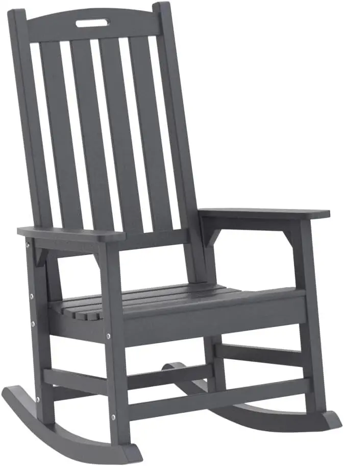 Outdoor Rocking Chair,Porch Rocker with Wide Seat and Tall Backrest,Most components for effortless installation