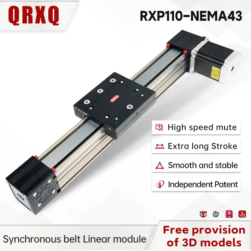 QRXQ RXP100 120KG Load Heavy Belt Linear Module Robotic Arm CNC Print Guides Linear Synchronous Belt Slides Linear Slide Table