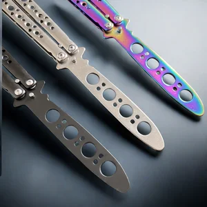 سكين قابل للطي من الفولاذ المقاوم للصدأ ، مدرب محمول ، سكين ممارسة جيب ، أداة تدريب ألعاب خارجية أفضل 10 سكين فراشة مبيعا - No4