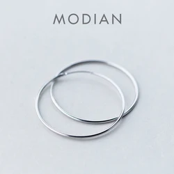 MODIAN Classic Charm Round Simple Collection Hoop Earrings Real 925 Sterling Silver Fashion Big Earrings For Women Jewelry