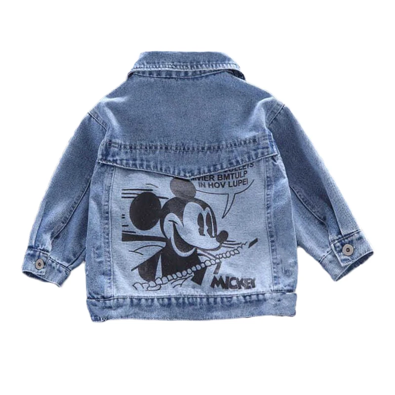 

Baby Boys Girls Mickey Denim Jacket Coat Children Fashion Cool Clothes Cartoon Auutmn Cotton Outerwear Clothings