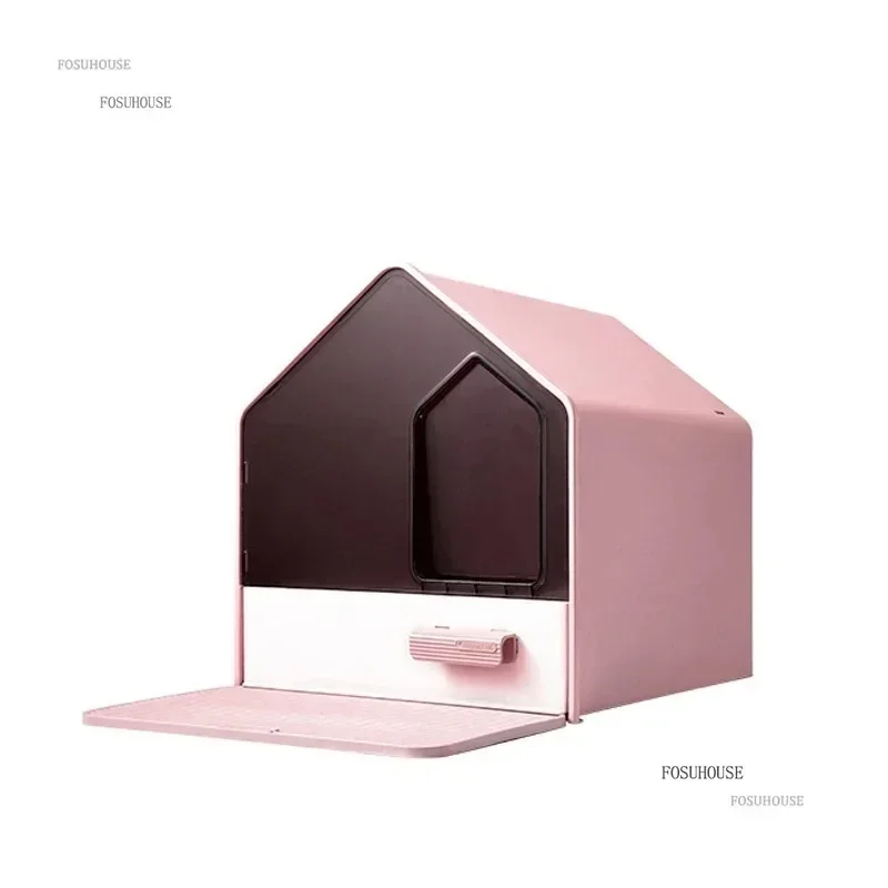 

Pet Front-entry Cat Litter Box with Drawer Fully Enclosed House Shape Cats Toilet Anti-splash Sand Kittens Bedpans Pet Toilet