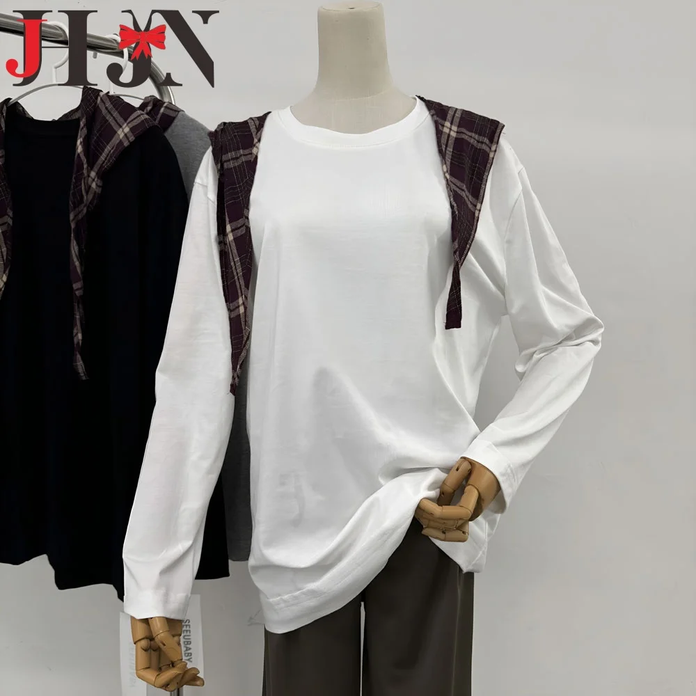 

JHJN Women Hoodie Solid Color Pullovers O-Neck Hoodies Long Sleeves Sweatshirt Plaid Shawl Tracksuit Female Y2k Hoody Casual Top