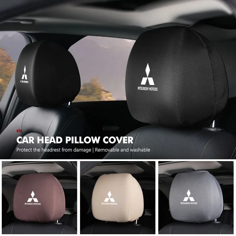Funda de almohada para reposacabezas de algodón de aire, accesorios de coche resistentes al desgaste para Mitsubishi Outlander Lancer L200 ASX Pajero Grandis Eclipse
