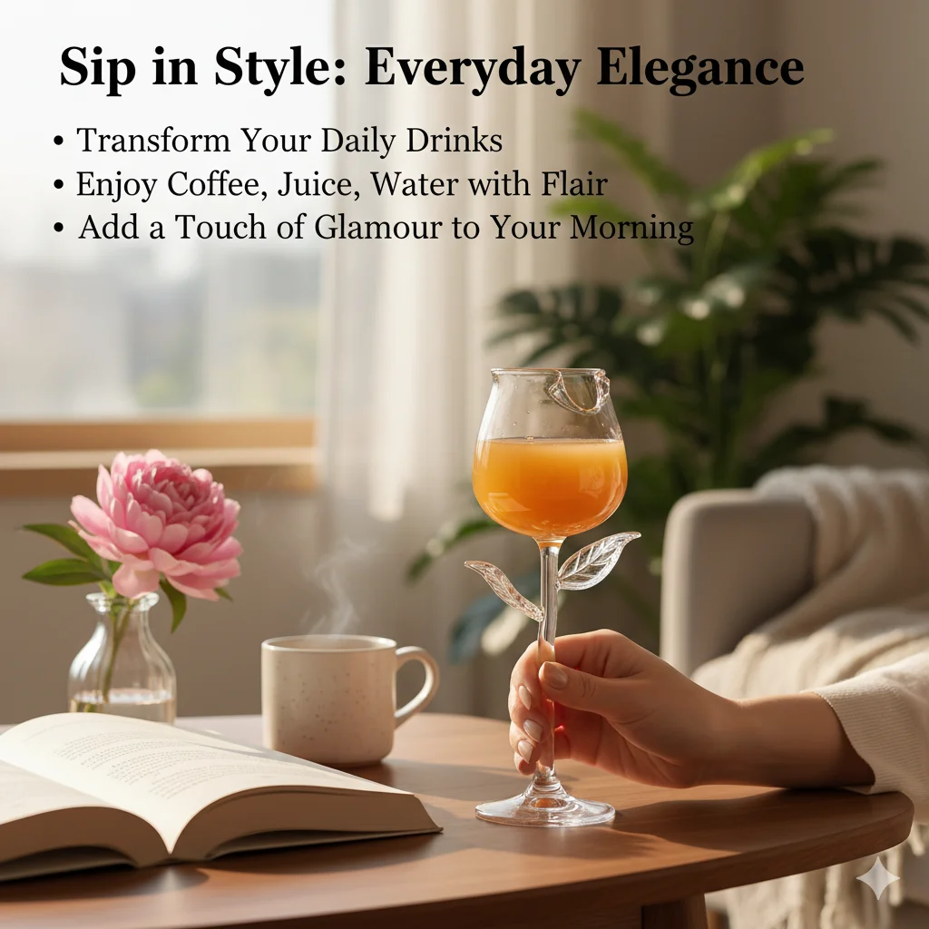 

Elegant Rose Flower Shaped Red Wine Goblet 150ml 280ml Glass Cup for Anniversary Party Romantic Gift or Dining Table Decor