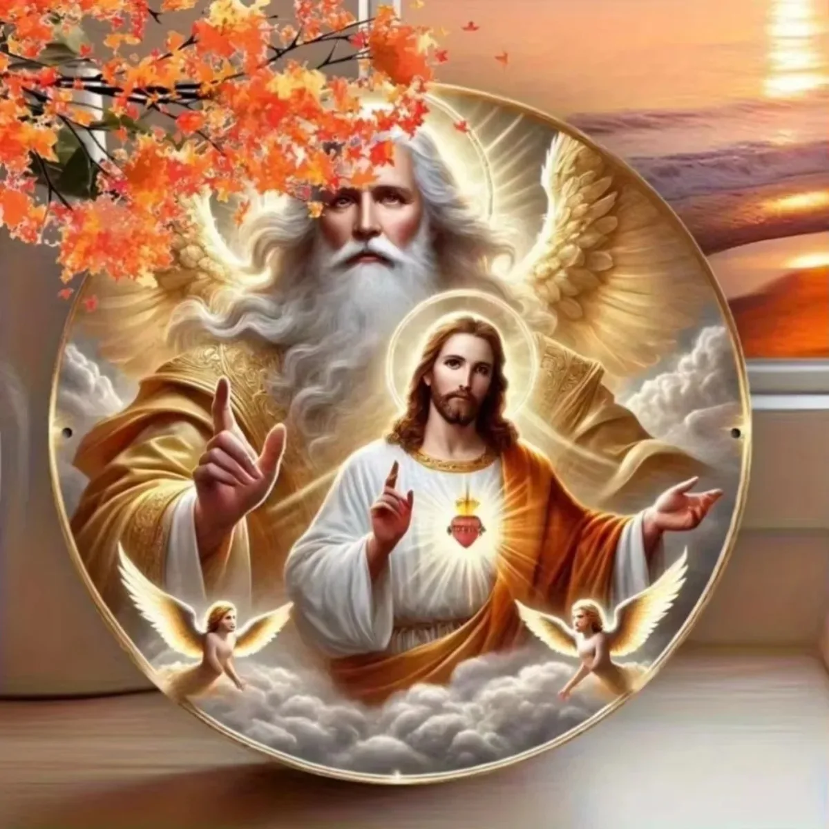 1PC 2D Vintage Angelic Figures & Doves Metal Decor – Durable Inspirational Art, Perfect for Room Home Decor