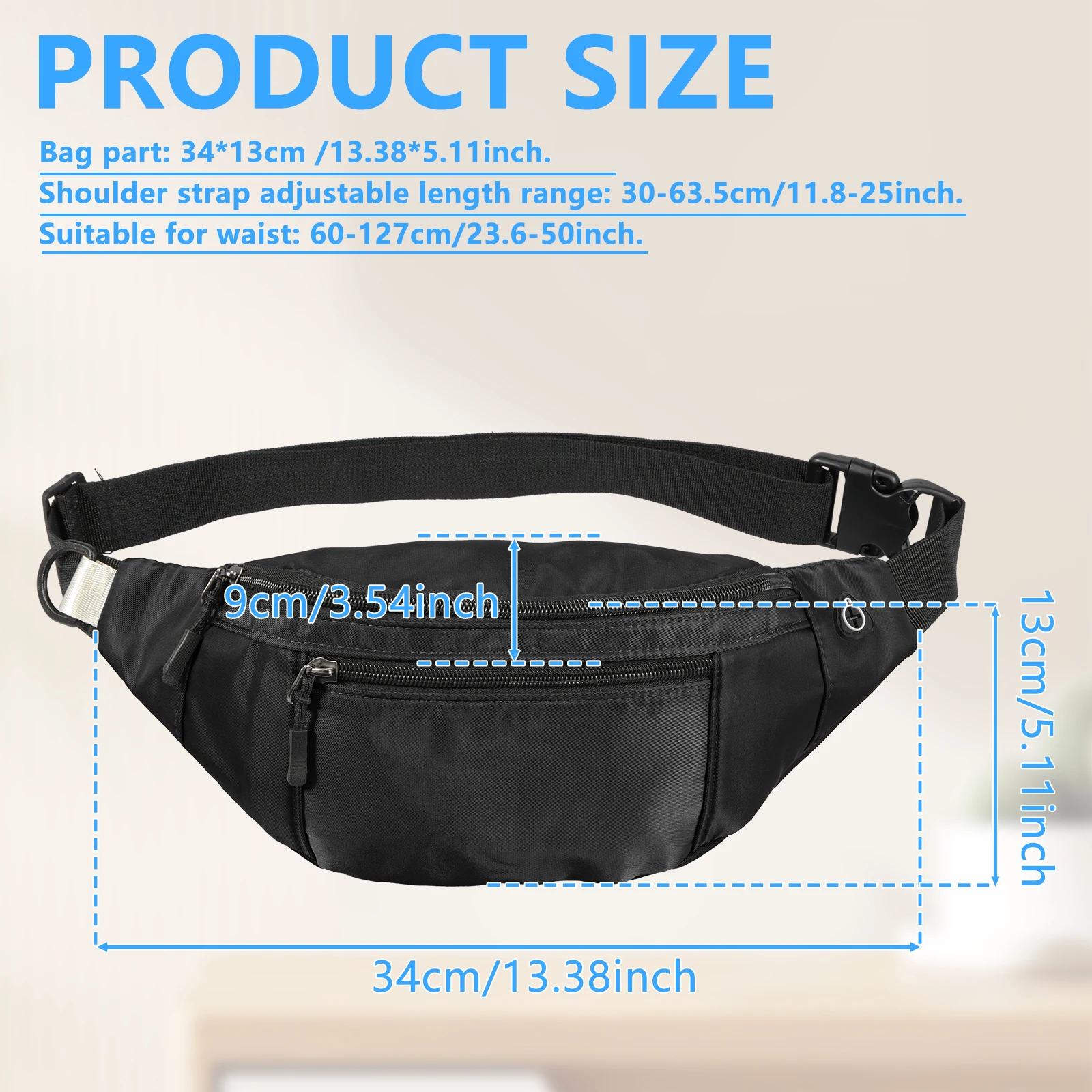 Oxford Cloth Belt Bag Hiking Phone Pouch Men Waist Bag Crossbody Fanny Pack Adjustable Strap for Travel Out Work Cycling Sport