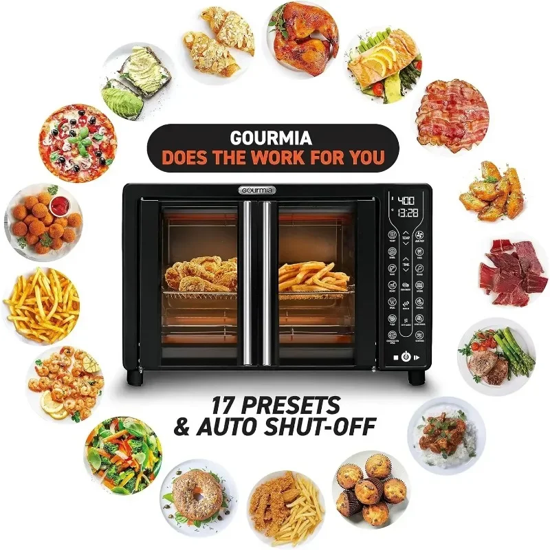 Toaster Oven Air Fryer Combo, 17 cooking presets, 1700W french door digital oven, 24L capacity, Large, Black