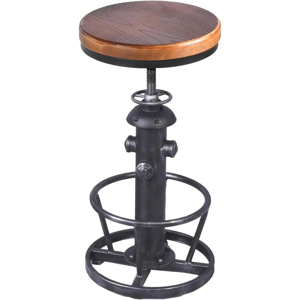 

Antique Industrial Round Bottom Adjustable Height Cafe Coffee Retro Vintage Stylish Water Pipe Design Pub Kitchen Bar Stool (Si