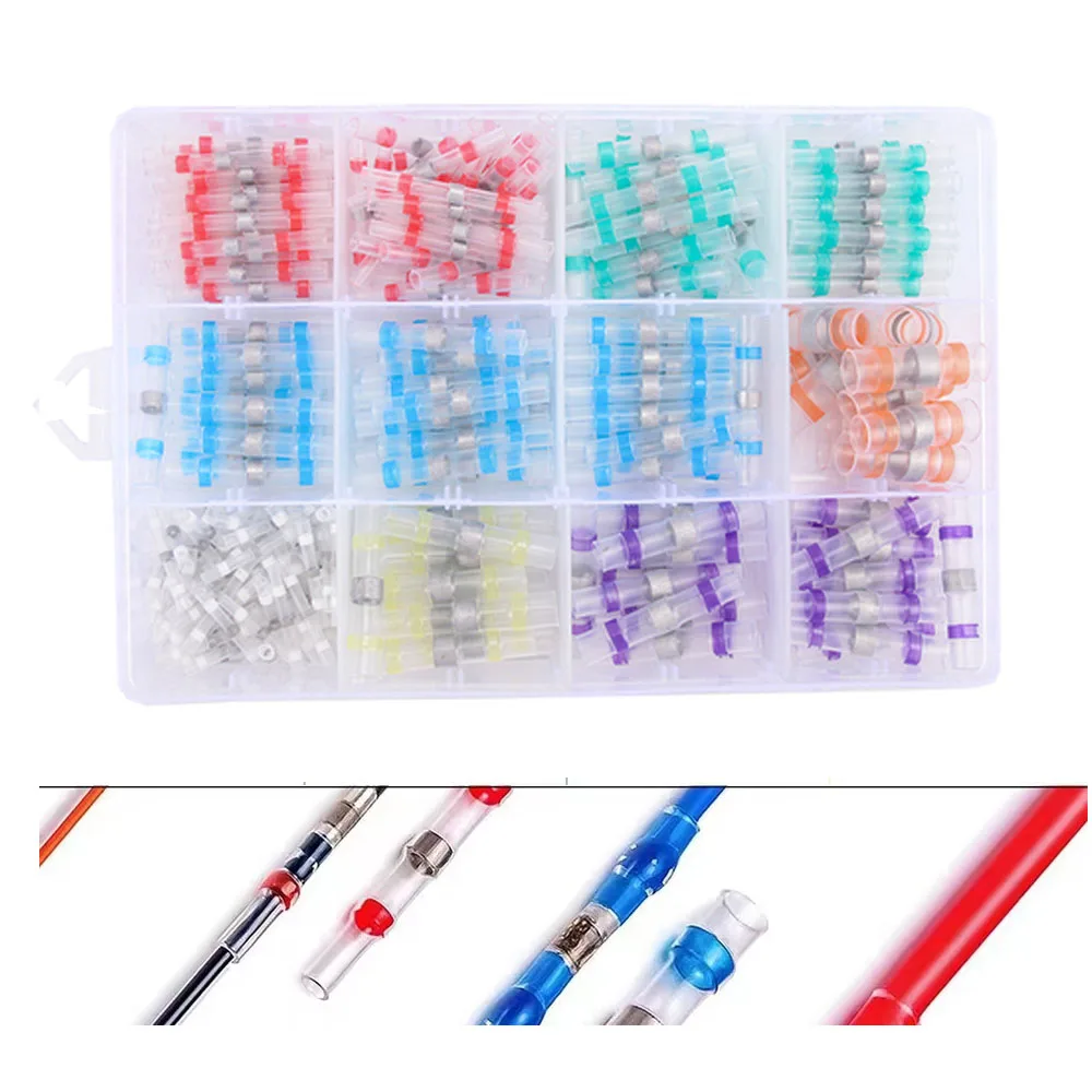 Solder-Sealed Wire Connectors - Heat-Shrink Butt Connectors Butt Joints Electrical Waterproof Insulated Terminals Waterproof Sol