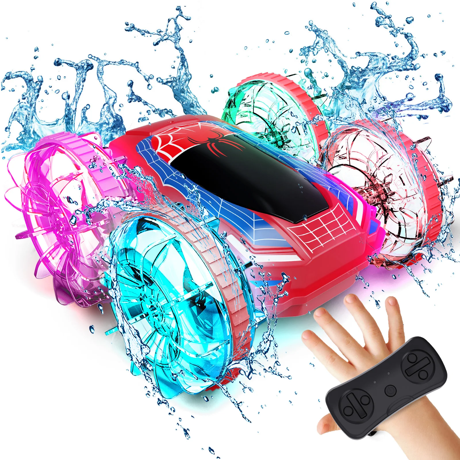

2-in-1 Magnetic Gesture Remote Control Amphibious RC Car Boat, 2.4GHz 360° All-Terrain Remote Control Cars RC Boats with Lights