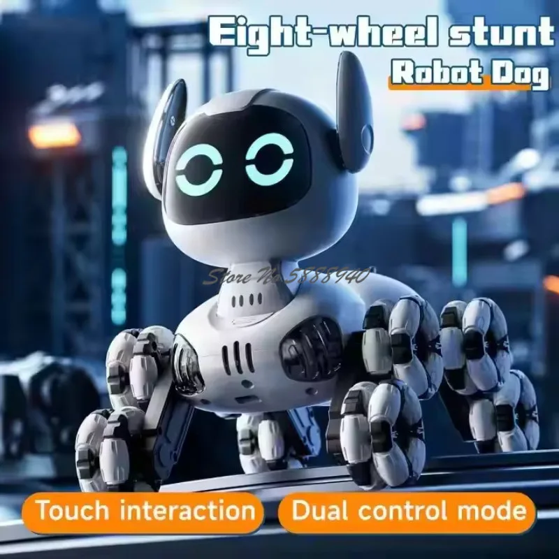 Dual Mode Auto Demo Remote Control Robot Dog Toy 2.4G Music Lighting Touch Interactive Drift Racing RC Robot Dog with Walking