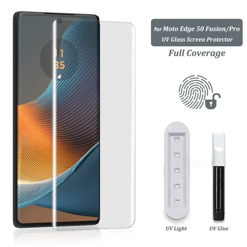

Tempered Glass Film For Motorola Edge 50 Pro Full Cover UV Screen Protector For Motorola Edge 50 Fusion Ultra UV Glass