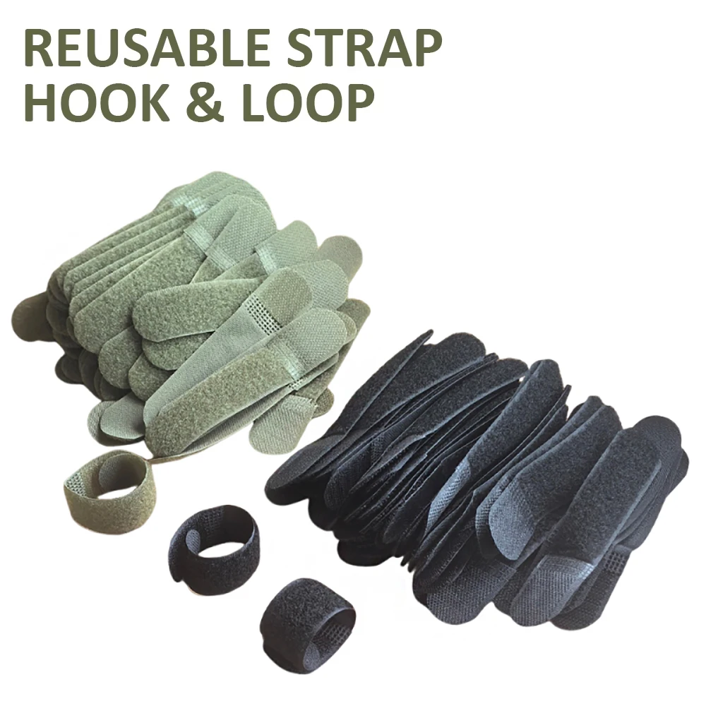 20 Stück 12 cm taktische Befestigungsriemen mit Klettverschluss, wiederverwendbare Riemen, Molle-Nylonriemen für Outdoor-Taschen, Kleidung, Schuhe, Rucksäcke – Detail 1