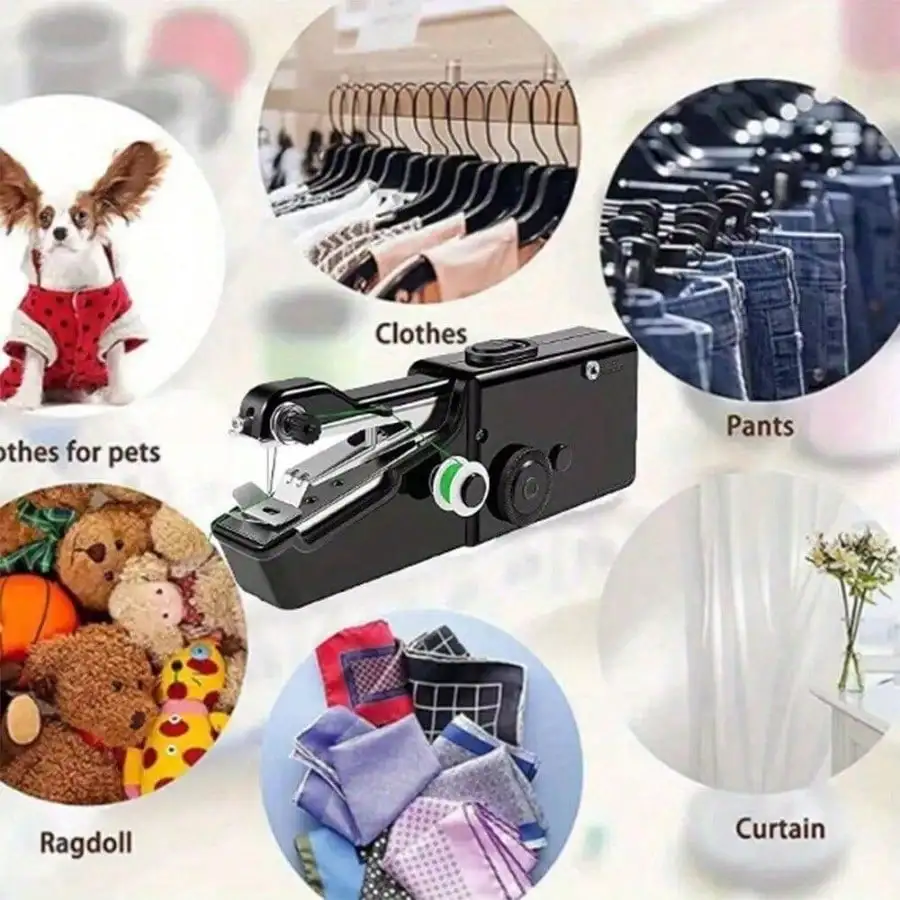 ماكينة خياطة صغيرة محمولة، ماكينة خياطة محمولة سريعة الخياطة، ماكينة خياطة محمولة مناسبة للمنزل - أبيض