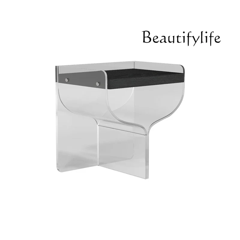 

pP Acrylic suspended transparent bedside table small apartment art designer high-end bedroom retro side few