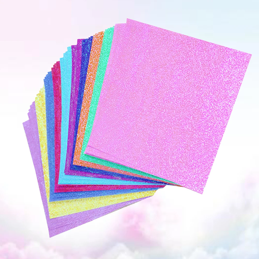 100pcs 2 Sets 25X25Cm Flashy Origami Paper Pearlescent Craft Sheets For Kids Diy Art Projects Shimmer Handmade Paper Decorative